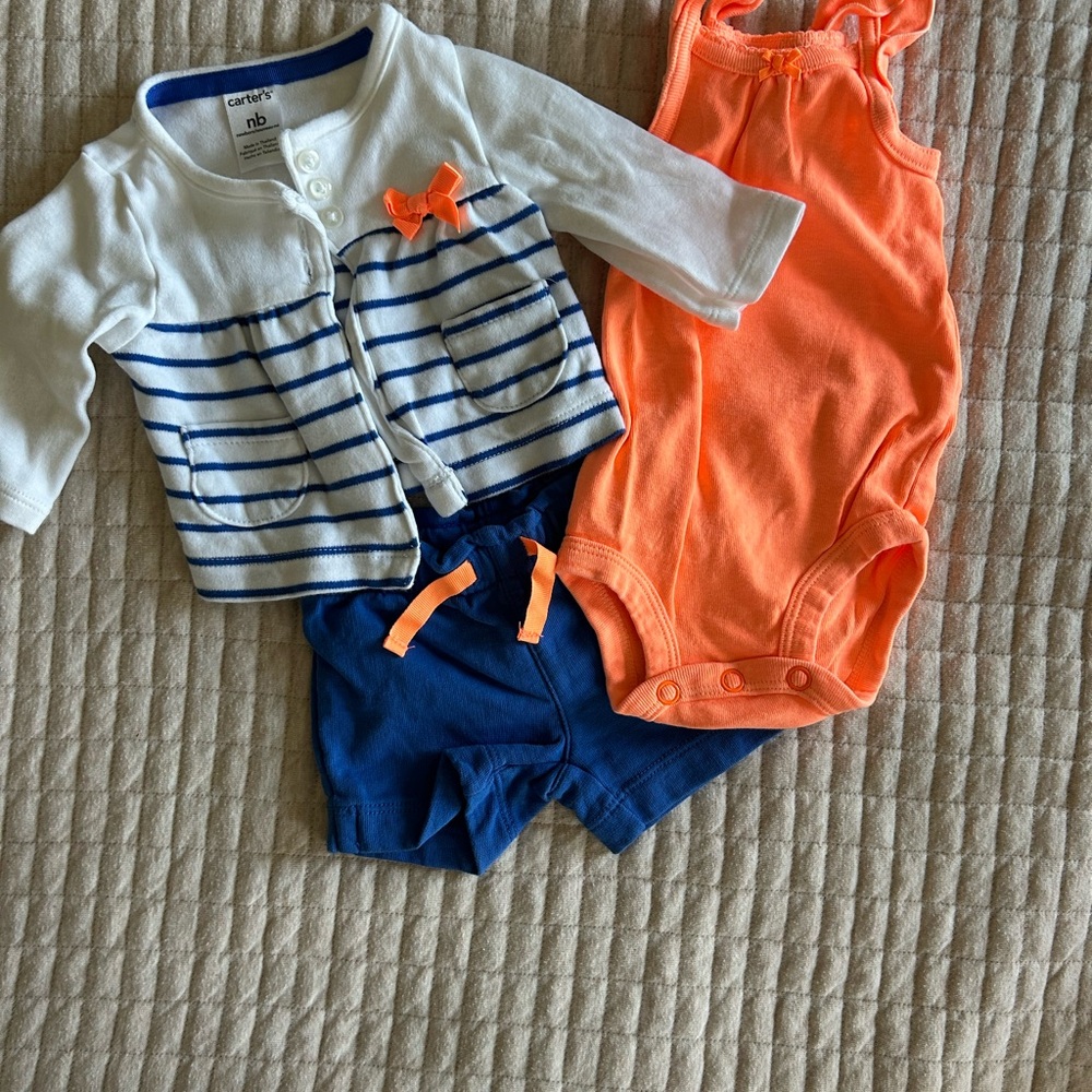 Carter's Newborn Outfit Set with Stripes and Orange Accents